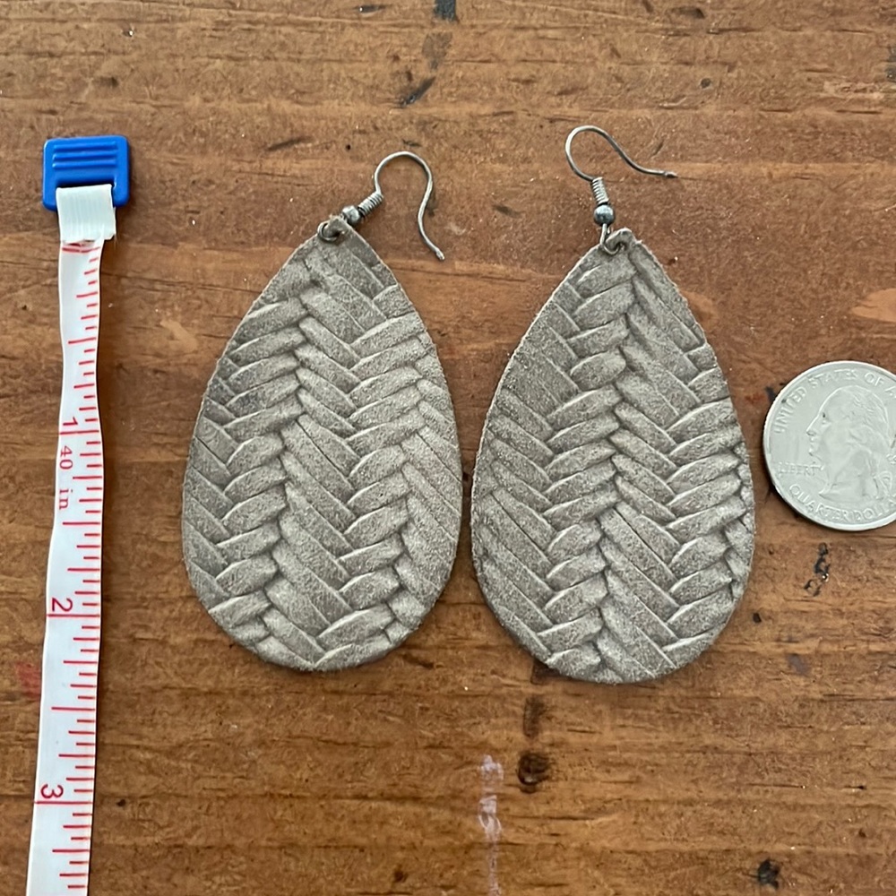 Embossed Leather Teardrop Earrings